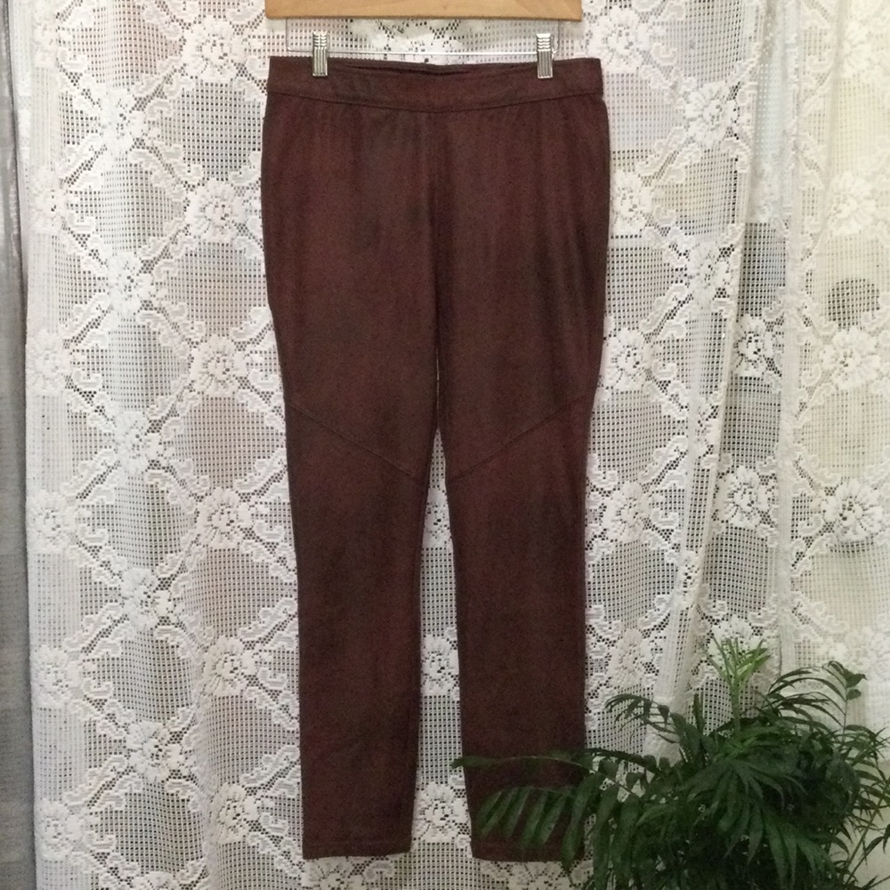 Free People Women’s Faux Leather Elastic Waistband Red Pants Size 28